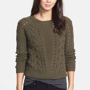 Lucky Brand Olive Mix Knit Pullover Crewneck Sweater